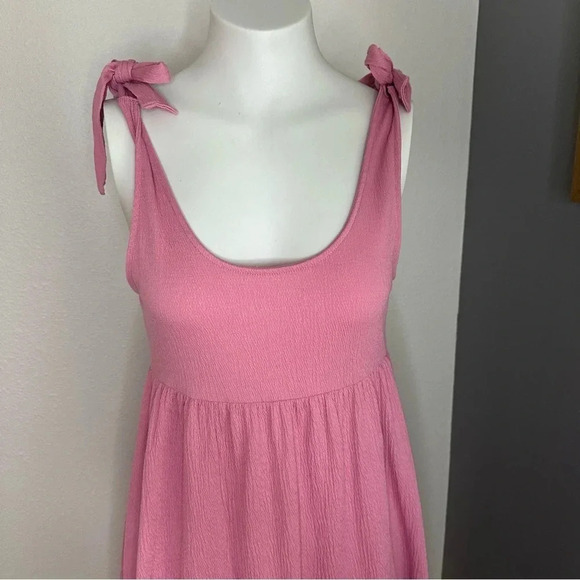 Wild Fable Pink Babydoll Mini Sundress Shoulder Tie Size Medium - Picture 2 of 10